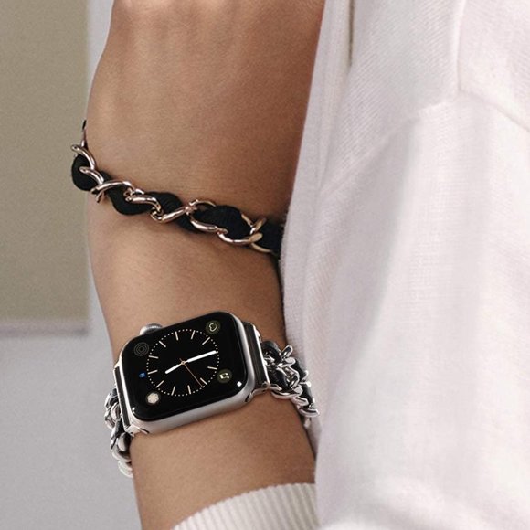 NEW Strap Chain Leather Stainless Band For Apple Watch - WS - Picture 12 of 16